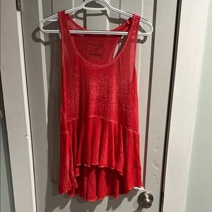 We The Free Vibrant Red Asymmetrical Tiered Tank Top